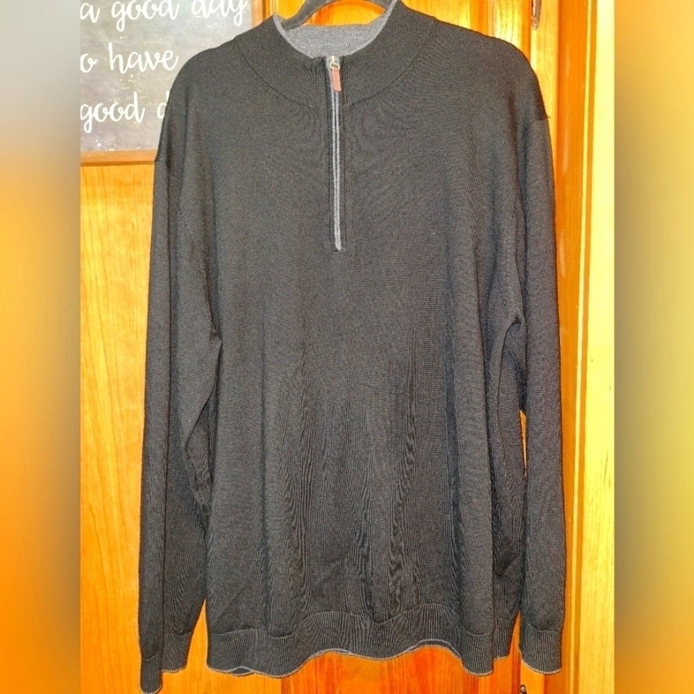 A Karl Schaffner Marx Merino wool 1/4 zip sweater in a men's size 2XLT.